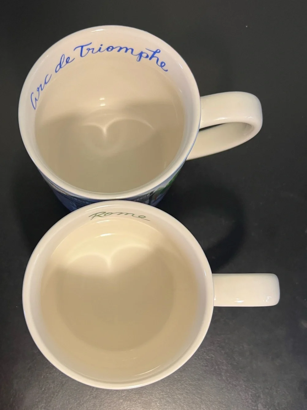 2 Sur La Table Mugs ~ Arc de Triomphe ~ Paris, France & Colosseum ~ Rome, Italy
